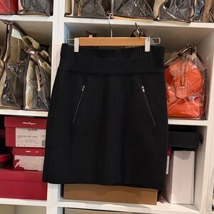 LOFT Black Sweater Skirt with Zipper Accents